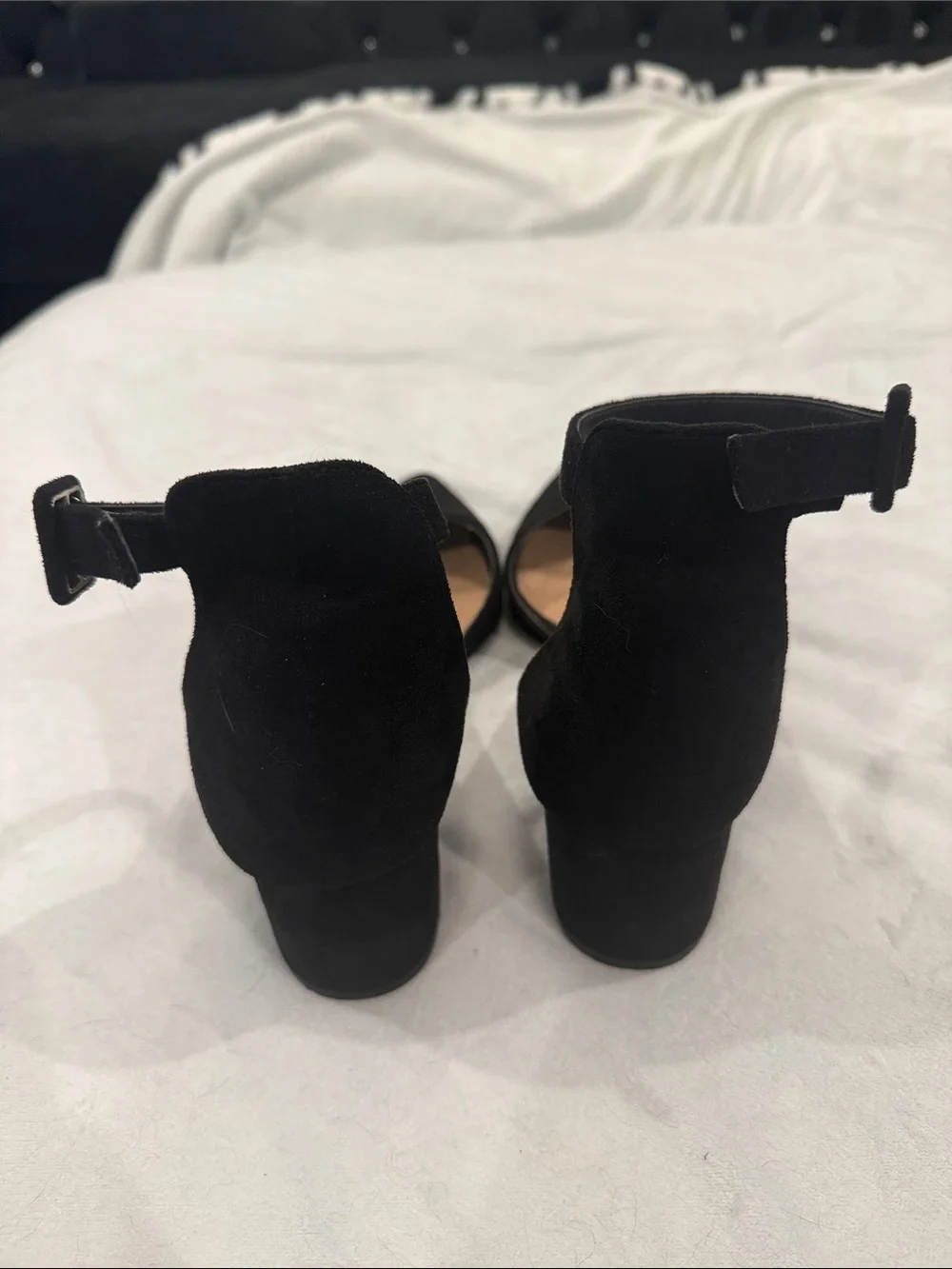 Black Ankle-Strap Pointed-Toe Women's Heels